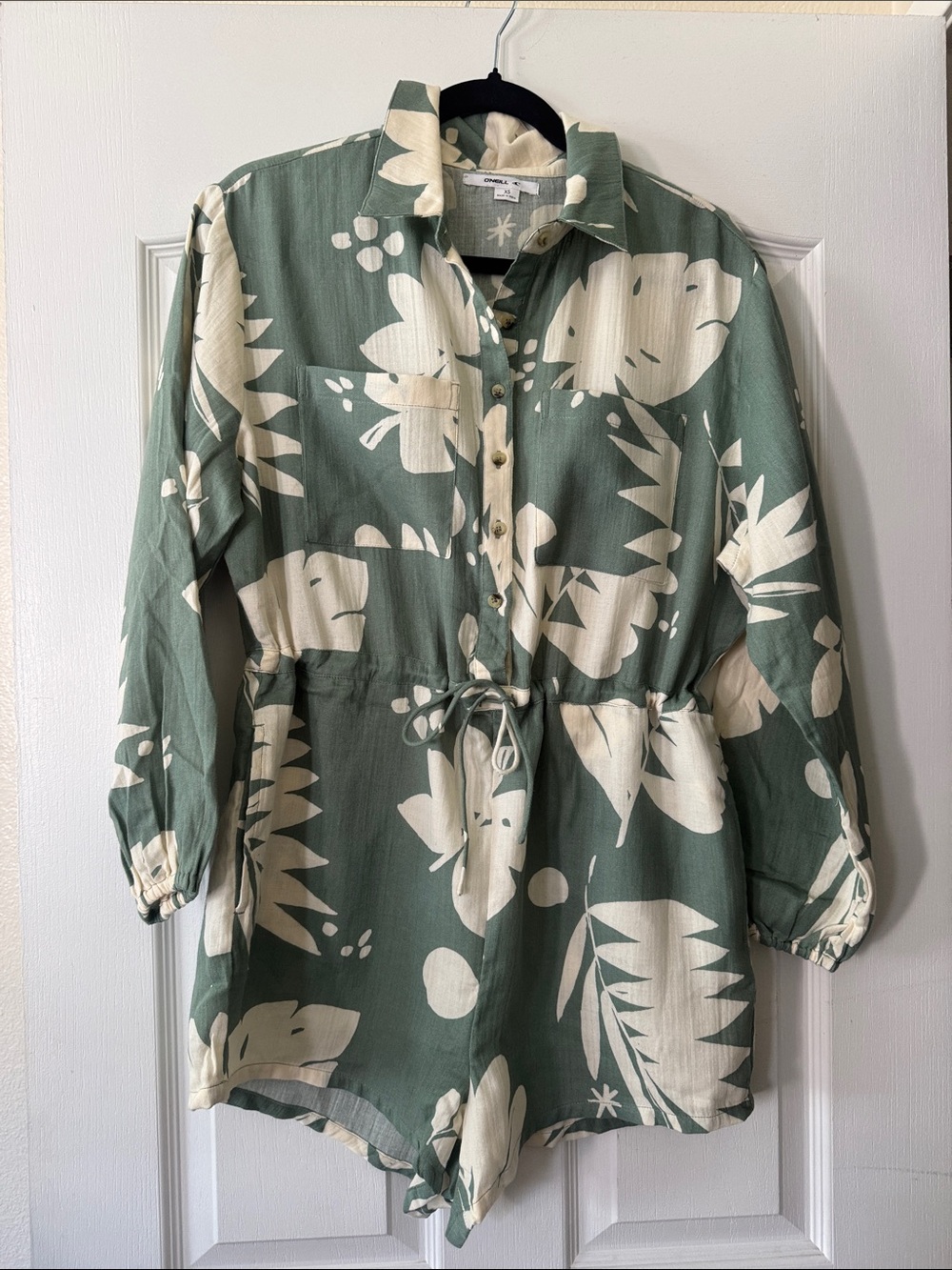 O'Neill Sage Green and Cream Floral Romper